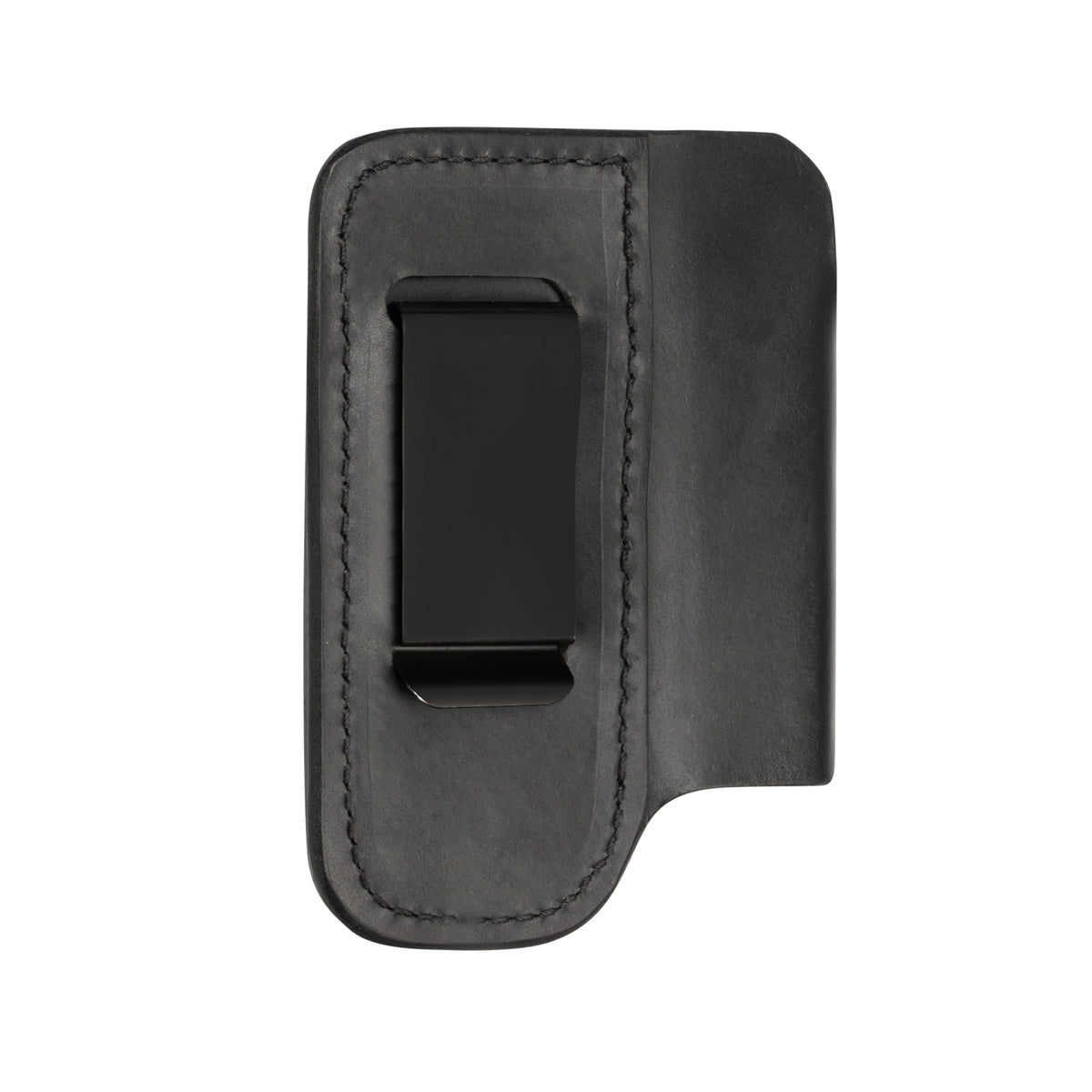 Translation missing: fr.Black premium leather sheath with stitched edges and centered belt clip