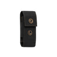 Translation missing: de.Leatherman black and bronze nylon sheath with pockets showcasing the secure snap closure and Leatherman logo