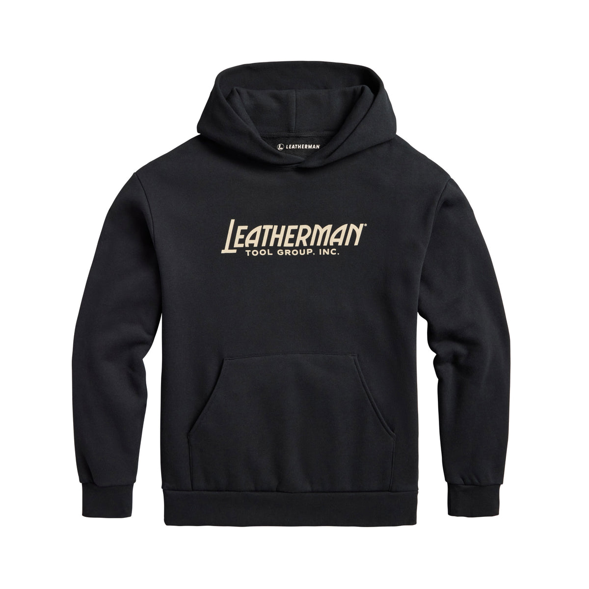 Translation missing: de.Black Leatherman Blade &amp; Grain hoodie with "Leatherman Tool Group, INC." on the front