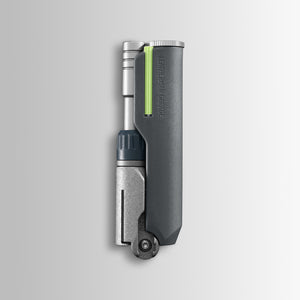 Translation missing: de.Batch #009: Adapter multi-tool in folded form with gray body, metal tip, and neon green accent