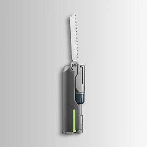 Translation missing: de.Batch #009: Adapter multitool with extended serrated saw blade in a compact, vertical configuration
