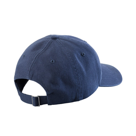 Translation missing: de.Back of the navy Leatherman Dad Hat showing off the metal buckle clasp