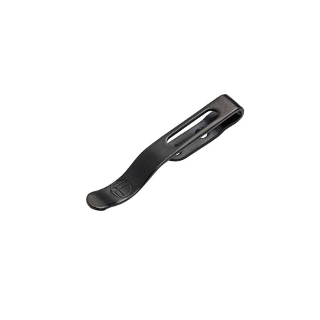 Translation missing: de.Black Leatherman pocket clip for FREE, Arc, or Bond tools, includes secure attachment features for convenient carrying