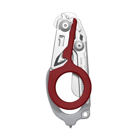 Translation missing: de.Garnet Leatherman Raptor Rescue trauma shears folded, showcasing its compact size