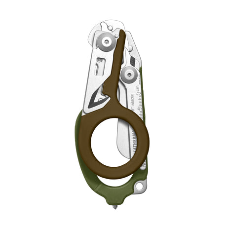 Translation missing: de.Woodland Leatherman Raptor Rescue trauma shears folded, showcasing its compact size