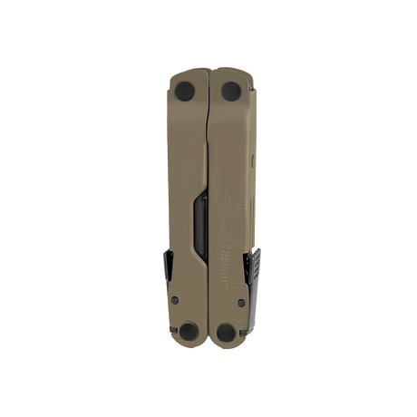 Translation missing: de.Coyote Tan Leatherman Rebar® multitool in closed position, showcasing its sleek design and robust construction