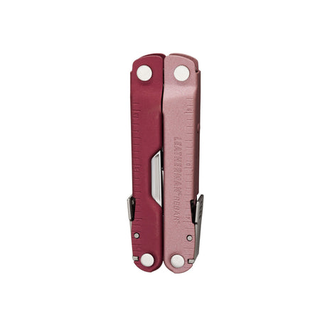 Translation missing: de.Heathered Cranberry Leatherman Rebar® multi-tool closed showing its compact design for outdoor and DIY use