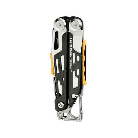 Translation missing: de.Black and stainless Leatherman Signal® multi-tool closed, showcasing its compact design