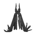 Translation missing: de.Black Leatherman Surge® multi-tool with pliers, blades, and various tools displayed in an open position