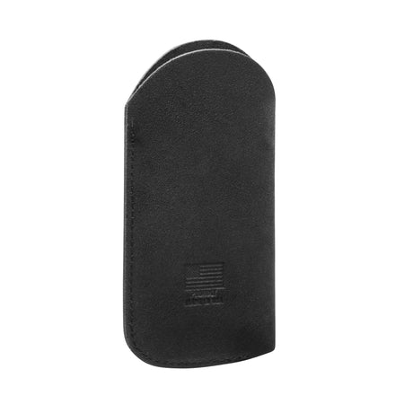 Translation missing: de.A black suede leather tool sleeve embossed with an American flag and the words “Proudly Made in USA” near the bottom center, photographed upright against a white background